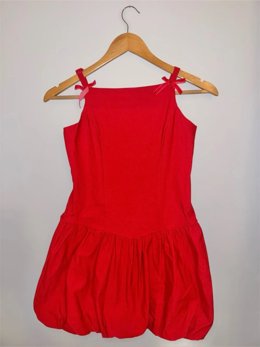 Art Class Red Girls' Bubble Dress with Shoulder Bows Large (10/12)